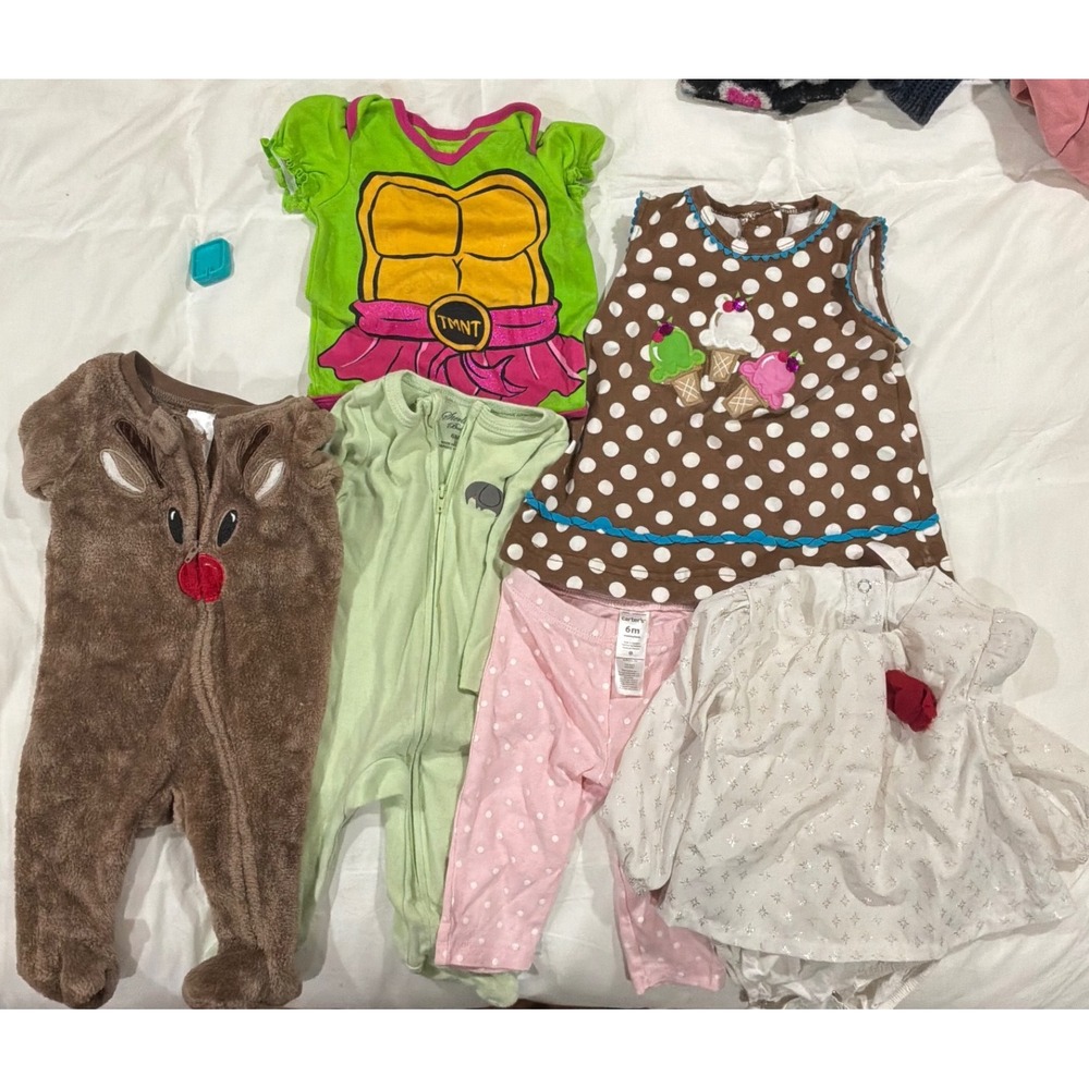 Mixed Brand Baby Girl Clothing Bundle 3-9M Pink Green Brown Multi‎